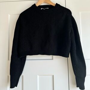Black Cropped Knit Sweater